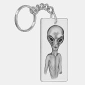 Porte-clés Alien gris, je veux croire (Devant gauche)