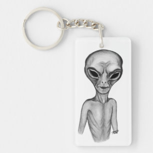 Porte-clés Alien gris, je veux croire