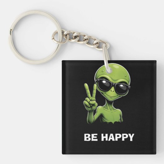 Porte-clés Alien mignon avec deux doigts levés (Devant)