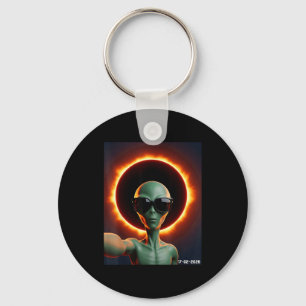 Porte-clés Alien prenant un selfie avec l'éclipse solaire 202