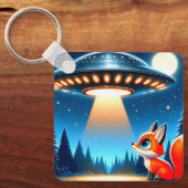 Porte-clés Alien vaisseau spatial et un renard (Recto)