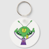 Porte-clés Alien vert drôle faisant une grimace idiote (Recto)