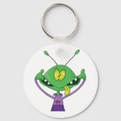 Porte-clés Alien vert drôle faisant une grimace idiote (Verso)