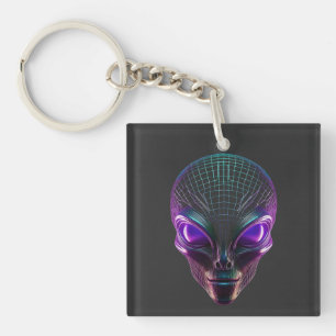 Porte-clés Alien Violet Avec Des Yeux Lumineux