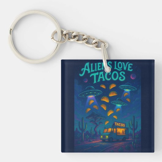Porte-clés Aliens Love Tacos (Devant)