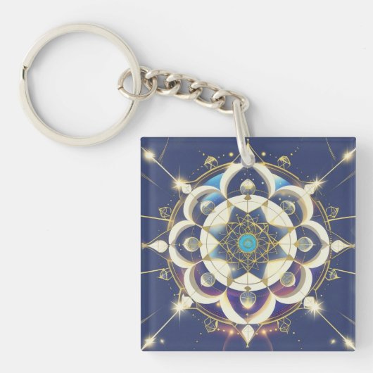 Porte-clés Alignement Étoile Dorée – Un Univers de Géométrie (Devant)