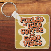 Porte-clés Alimenté par café glacé et bonnes vibrations (Recto)