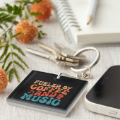 Porte-clés Alimenté par Café & Musique Retro Typographie Vint (Devant Droit)