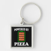 Porte-clés Alimenté par Pizza - Drôle de Pizza (Devant)