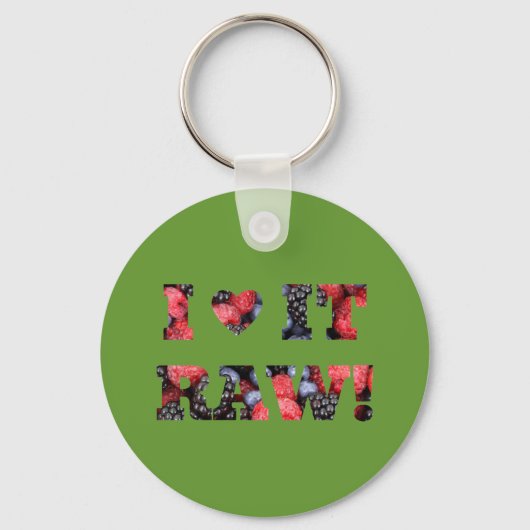 Porte-clés Aliments crus "J'AIME ÇA RAW!" (Recto)