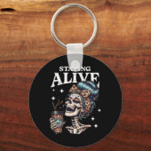 Porte-clés Alive Skeleton Halloween Leopard Messy Bun Femmes  (Recto)