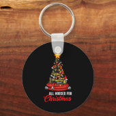 Porte-clés All Hoosed Christmas Firefighter Tree Shirt, Firem (Recto)