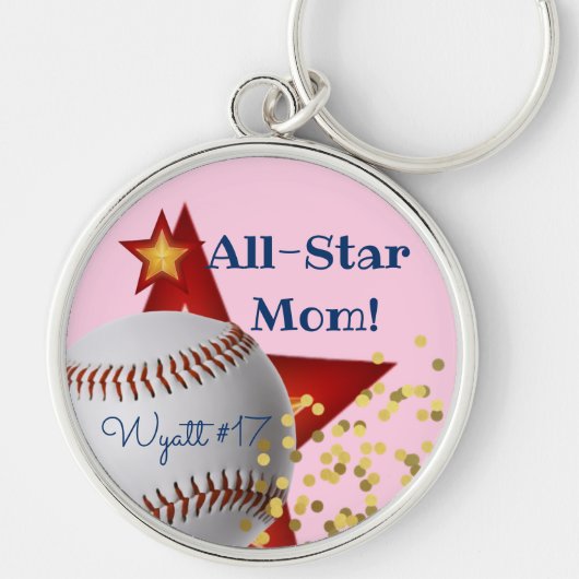 Porte-clés All Star parties scintillant rose baseball maman (Devant)