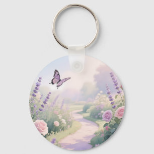 Porte-clés Allée Papillon Jardin de Roses Lavande Enchanté