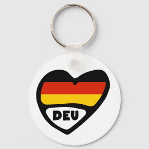 Porte-clés Allemagne Code Pays Drapeau Clavier Coeur, DEU