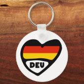 Porte-clés Allemagne Code Pays Drapeau Clavier Coeur, DEU (Recto)