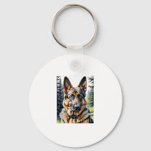 Porte-clés Allemand Berger Chien Tête Portrait Amoureux des c