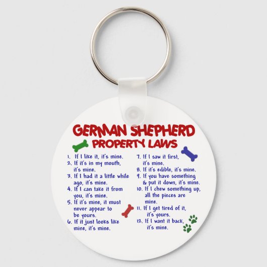 Porte-clés ALLEMAND SHEPHERD Propriété Lois 2 (Recto)