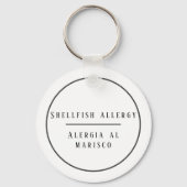 Porte-clés Allergie bilingue noire et blanche aux mollusques (Recto)