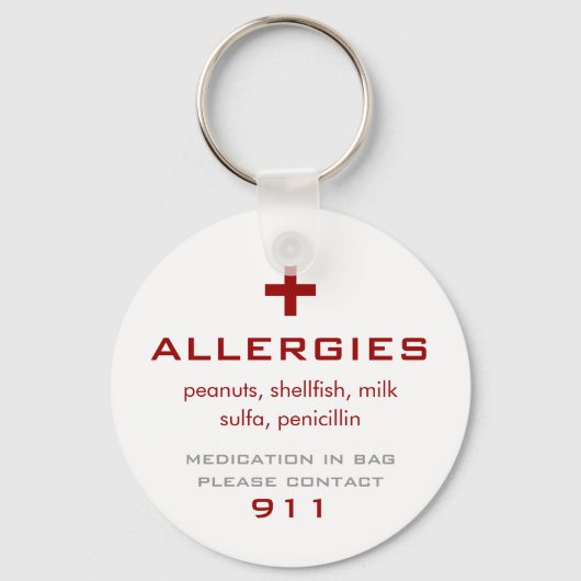 Porte-clés Allergies Médicales (Recto)