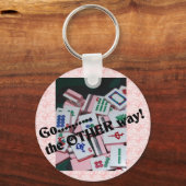 Porte-clés "Allez dans l'autre sens" mah jongg (Recto)