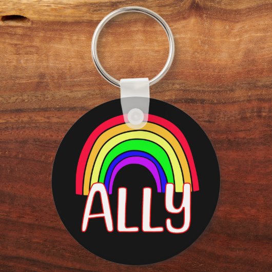 Porte-clés Alliance LGBTQIA+ | Cute Arc en ciel et Fierté car (Recto)