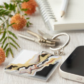 Porte-clés Alligare Abstract Gold Black White Fluid Art (Devant Droit)