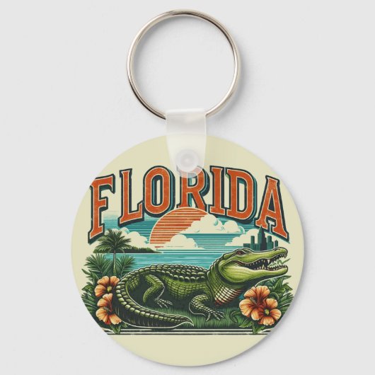 Porte-clés Alligator de Floride rétro (Recto)