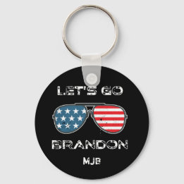 Porte-clés Allons Brandon Funny Meme Biden Monogramme