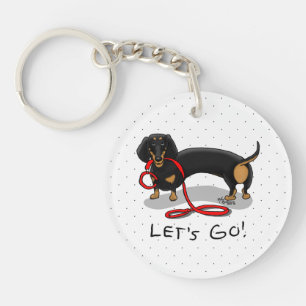 Porte-clés Allons-y ! Dachshund Chien (noir et bronzé) Drôle