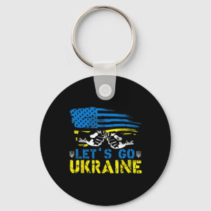 Porte-clés Allons-y Drapeau ukrainien Américain Ukraine Nous