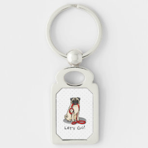 Porte-clés Allons-y ! (marcher) Chien Carlin (pâle) Lèc mou