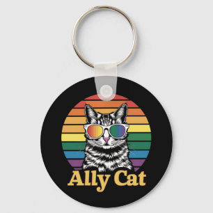 Porte-clés Ally Cat LGBT Rainbow Flag LGBTQ Cadeau