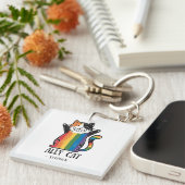 Porte-clés Ally Cat - Rainbow Cat LGBTQ Pride (2) (Devant Droit)