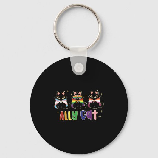 Porte-clés Ally Cat Rainbow Lgbt Pride Gay pride Mois 2 (Recto)
