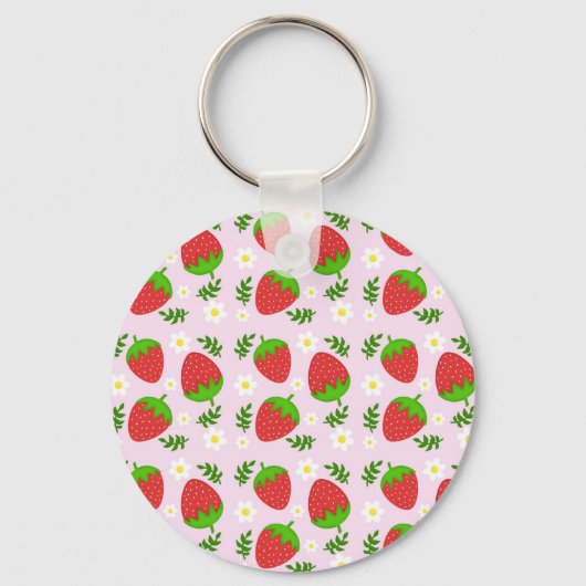 Porte-clés Almofada fofa design contínuo morangos fundo rosa (Recto)