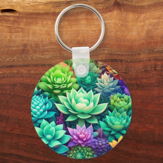 Porte-clés Aloe Vera et les succulents Collage Monogrammé (Verso)