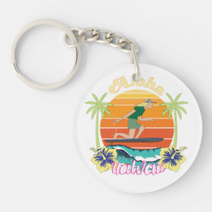 Porte-clés Aloha hawaii avec fleurs d'hibiscus