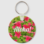 Porte-clés Aloha Hibiscus Hawaiien Rose ! (Recto)