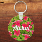 Porte-clés Aloha Hibiscus Hawaiien Rose ! (Recto)
