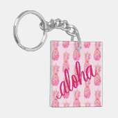 Porte-clés Aloha Pink Pineappy Carré Mini (Devant gauche)