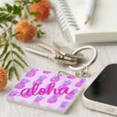 Porte-clés Aloha Purple Pineappy Carré Mini (Devant Droit)