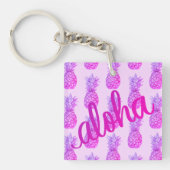 Porte-clés Aloha Purple Pineappy Carré Mini (Devant)