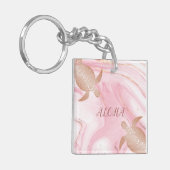 Porte-clés Aloha rose Tortue en or (Devant gauche)
