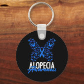 Porte-clés Alopecia Sensibilisation Bleu Ruban Papillon Alope (Verso)