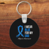 Porte-clés Alopecia Sensibilisation Je Porte Du Bleu Pour Mon (Recto)