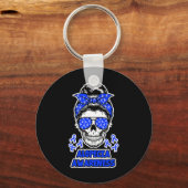 Porte-clés Alopecia Sensibilisation Messy Bun Skull Blue Ribb (Verso)