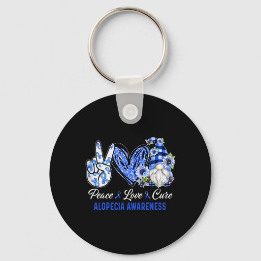 Porte-clés Alopécie Conscience Paix Amour Cure Gnome (Recto)