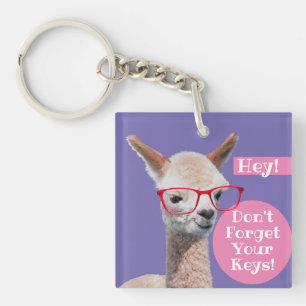 Porte-clés Alpaca avec lunettes rouges DIY "N'oubliez pas vos