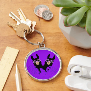 Porte-clés Alpaca llama Twins Anniversaire